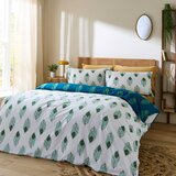 Their Nibs Bela/zelenomodra bombažna podaljšana posteljnina za zakonsko posteljo 230x220 cm Peacock Feather – | Shoptok.si