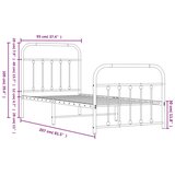 Metalni okvir kreveta uzglavlje i podnožje crni 90 x 200 cm | shoptok.hr