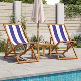  The Living Store Zložljivi stoli za plažo 2 kosa belo in modro blago trden les - Stol Za Plažo, (21493621) | Shoptok.si