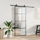  Klizna vrata s priborom crna 90 x 205 cm od ESG stakla | shoptok.hr