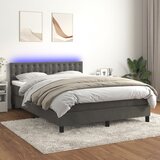 The Living Store Box spring postelja z vzmetnico LED temno siva 140x190 cm žamet - Box Spring Postelja, (21438750) Cene
