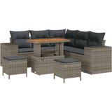  8-dijelni Vrtni Sofa Set s Jastučićima Sivi Poli Ratan Akacija 3-dijelni Vrtni Set za Jelo s Jastučićima Sivi Poli Ratan Akacij Cijene