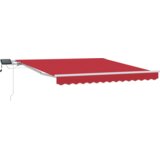 vidaXL Ročna zložljiva tenda z LED rdeča 350x250 cm, Nadomestna tenda za okvir 3.5x2.5 m rdeča | Shoptok.si