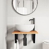  Zidna polica za umivaonik od čelika i masivnog bagremovog drva Smeđa 50 x 50 x 2 cm | shoptok.hr