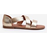 EVENTO Leather Sandals with Elastic Gold Apulia | Shoptok.si