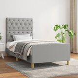 Maison Chic Posteljni okvir - Enojna postelja - Postelja za odrasle brez vzmetnice svetlo siv 80x200 cm blago-J7524, (21762714) | Shoptok.si