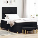 vidaXL Box Spring postelja z vzmetnico in klopjo črna 120x190 cm tkanina | Shoptok.si