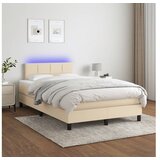  Box spring postelja z vzmetnico LED krem 120x200 cm blago | Shoptok.si