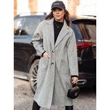 DStreet Płaszcz damski oversize AVELINNI długi w jodełkę szary | Shoptok.si
