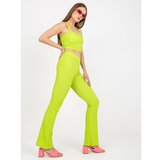 Fashion Hunters Lime casual set with high-waisted trousers Cene
