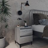  Noćni ormarić s metalnim nogama boja sivog hrasta 40x35x50 cm | shoptok.hr