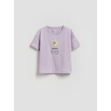 Reserved Pamučna majica s printom - boja lavande | shoptok.hr