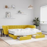 vidaXL Dnevni krevet na razvlačenje s ladicama žuti 90 x 200 cm baršun Cijene