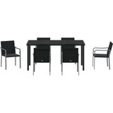  7-dijelni set za blagovanje u vrtu s jastucima - crni poliratan | shoptok.hr