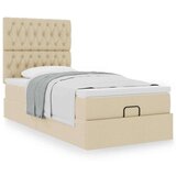 vidaXL Otomanski posteljni okvir z vzmetnico krem 90x190 cm blago, (21609788) | Shoptok.si