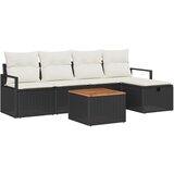 vidaXL 6 dijelni vrtni set sofe s jastucima Crna Poli ratan, dvosjed vrtna sofa s pohranom i jastucima Crna Poli ratan | shoptok.hr