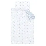 Bela/modra enojna bombažna otroška posteljnina 135x200 cm Mini Star & Stripes –