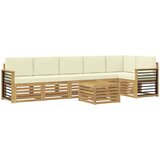  Sekcijska garnitura 7 pcs Bijela i krem Čvrsto drvo akacije | shoptok.hr