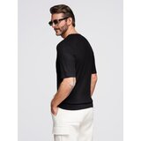 Ombre Men's knitted T-shirt with buttons at neckline - black | shoptok.hr