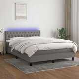  Box spring postelja z vzmetnico LED temno siva 140x200 cm blago, (20725135) Cene