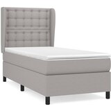vidaXL Box spring postelja z vzmetnico svetlo siva 90x200 cm blago, (20791529) Cene