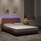vidaXL Posteljni okvir z LED lučkami roza 120x200 cm žamet | Shoptok.si