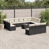  14-dijelni set vrtnih sofa s jastucima poliratan crni | shoptok.hr
