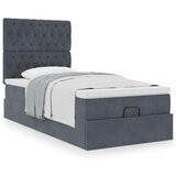 vidaXL Otomanski posteljni okvir z vzmetnicami siv 90x200cm žamet | Shoptok.si
