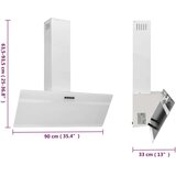 vidaXL zidna napa 90 cm od čelika i kaljenog stakla bijela | shoptok.hr