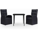  3-dijelni vrtni blagovaonski set s jastucima crni | shoptok.hr