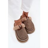 Boto Women's slippers with fur and embroidery Green Perivelle Cene