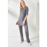 Olalook Women's Anthracite Short Sleeve Tops and Bottoms Lycra Suit Cene