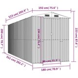  Vrtno spremište svjetlosmeđe 192x523x223 cm pocinčani čelik | shoptok.hr