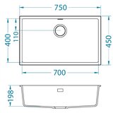 Alveus podgradna granitna sudopera omni 40 deep black 750x450/198 mm | ePonuda.com