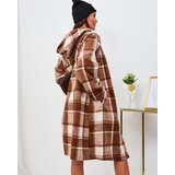 Resti Brown women's checkered coat | Eponuda.ba