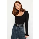 Trendyol Black Square Collar Premium Knitted Body With Snap Buttons Cene