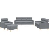  The Living Store Sedežna garnitura 4-delna z blazinami svetlo sivo blago - Komplet Sedežne Garniture, (21449175) | Shoptok.si