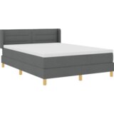 vidaXL Boks vzmetnica s prevleko Temno siva 160x200 cm Tkanina, Vzglavje s črtami Temno sivo 160 cm Tkanina | Shoptok.si