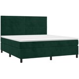  Krevet box spring s madracem LED tamnozeleni 160x200 cm baršun | shoptok.hr