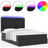  Ottoman krevet s madracima i LED diodama crni 140x200 cm baršun | shoptok.hr
