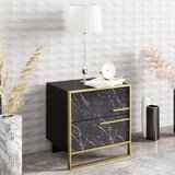 Hanah home Noćni Ormarić Polka 50x51,8x38,5cm Zlatno-Crni | Eponuda.ba