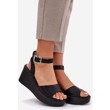 Boto Wedge Heeled Women's Sandals Black Efrina | Shoptok.si