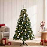  Umjetno božićno drvce s kuglicama 150 cm 150 LED lampica - 150 cm s LED žaruljama i bijelim kuglicama | shoptok.hr