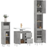  3-dijelni set kupaonskog namještaja siva boja betona drveni | Eponuda.com