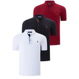 Dewberry TRIPLE SET T8560 MENS T-SHIRT-BLACK-WHITE-BURGUNDY Cijene