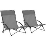 vidaXL zložljiv stol za na plažo 2 kosa sivo blago Cene