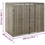  Spremište za 2 kante za smeće sivo 140 x 80 x 117 cm poliratan | shoptok.hr