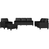  4-dijelni set sofa s jastucima crni od umjetne kože | shoptok.hr