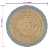  Ručno rađeni tepih od jute s maslinastozelenim rubom 210 cm | shoptok.hr