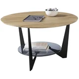 stočić MARMO prečnika 70 cm, hrast/crna